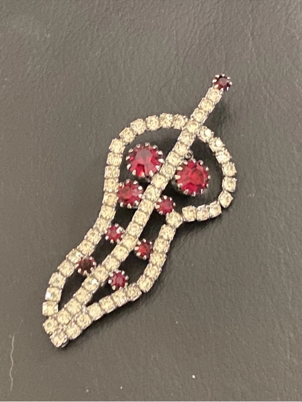 Vintage Delizza & Elster 60s Red Rhinestone Chili Pepper Juliana Brooch Pin